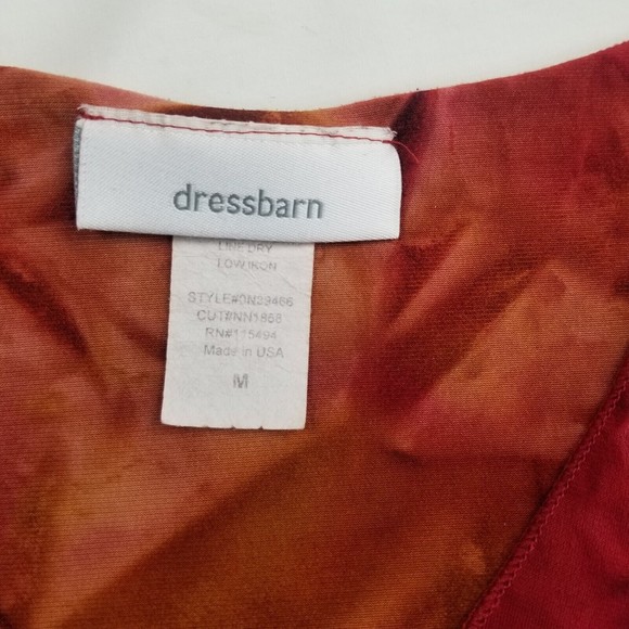 Vintage Dressbarn V Neck Top Women M Red Tie Dye 3/4 Slv Stretch Sequin 90s Y2K - Picture 5 of 14